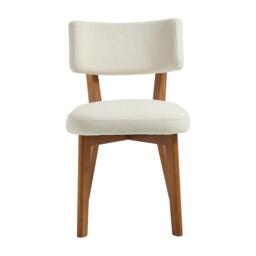 Stylish Mid-Century Dining Chairs with Ergonomic Backrest, Comfortable Upholstered Side Chairs for Dining Room, 47L x 54.5W x 77H cm, Beige - Aosom UK - thumbnail 2