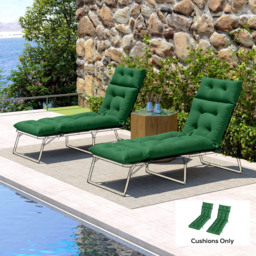 Outsunny Set of Two 190 x 56cm Sun Lounger Cushions - Green - thumbnail 8