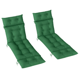 Outsunny Set of Two 190 x 56cm Sun Lounger Cushions - Green - thumbnail 1