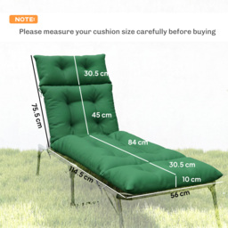 Outsunny Set of Two 190 x 56cm Sun Lounger Cushions - Green - thumbnail 3