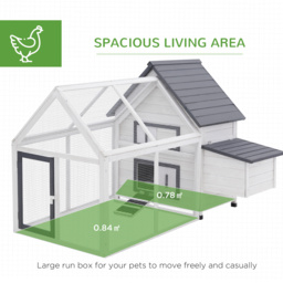 PawHut Wood Chicken Coop Pet Poultry Chicken House Backyard with Nesting Box Ramp Run - thumbnail 4