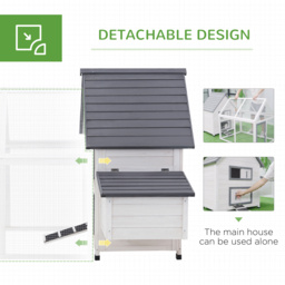 PawHut Wood Chicken Coop Pet Poultry Chicken House Backyard with Nesting Box Ramp Run - thumbnail 6
