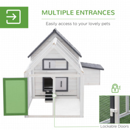 PawHut Wood Chicken Coop Pet Poultry Chicken House Backyard with Nesting Box Ramp Run - thumbnail 5