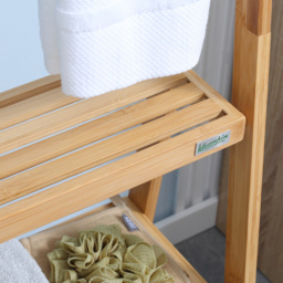 Kleankin Bamboo Towel Stand Freestanding with 3 Rails & 3 Shelves, Foldable Towel Holder for Bathroom, Space-Efficient - Aosom UK - thumbnail 8