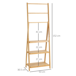 Kleankin Bamboo Towel Stand Freestanding with 3 Rails & 3 Shelves, Foldable Towel Holder for Bathroom, Space-Efficient - Aosom UK - thumbnail 3
