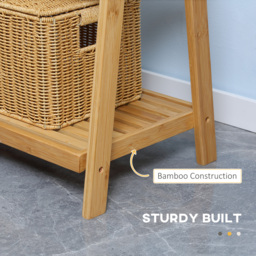 Kleankin Bamboo Towel Stand Freestanding with 3 Rails & 3 Shelves, Foldable Towel Holder for Bathroom, Space-Efficient - Aosom UK - thumbnail 5