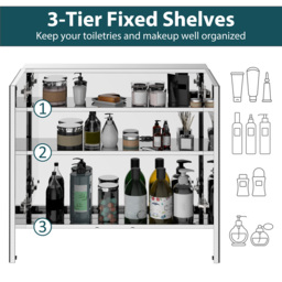 HOMCOM Bathroom Cabinet: Stainless Steel Mirror Storage, Wall-Mounted Spaciousness - Aosom UK - thumbnail 6