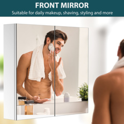 HOMCOM Bathroom Cabinet: Stainless Steel Mirror Storage, Wall-Mounted Spaciousness - Aosom UK - thumbnail 4