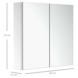 HOMCOM Bathroom Cabinet: Stainless Steel Mirror Storage, Wall-Mounted Spaciousness - Aosom UK - thumbnail 3