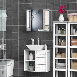 HOMCOM Bathroom Cabinet: Stainless Steel Mirror Storage, Wall-Mounted Spaciousness - Aosom UK - thumbnail 7