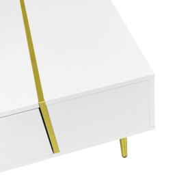 Morden Coffee Table with 2 Drawers, Easy Cleaning, Practical Storage, High-gloss Sofa Table for Living Room, 100L x 60W x 41.5H cm, White - Aosom UK - thumbnail 9