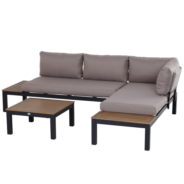 Outsunny 3-Piece Aluminium Frame Outdoor Garden Furniture Set Mixed Grey - image 1