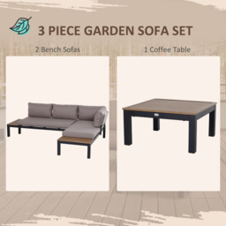 Outsunny 3-Piece Aluminium Frame Outdoor Garden Furniture Set Mixed Grey - thumbnail 4