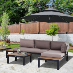 Outsunny 3-Piece Aluminium Frame Outdoor Garden Furniture Set Mixed Grey - thumbnail 2