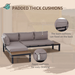 Outsunny 3-Piece Aluminium Frame Outdoor Garden Furniture Set Mixed Grey - thumbnail 6