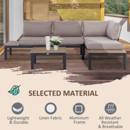 Outsunny 3-Piece Aluminium Frame Outdoor Garden Furniture Set Mixed Grey - thumbnail 7