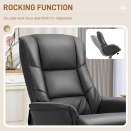 HOMCOM Rocking Recliner Chair with Footstool, PU Leather Recliner Armchair with Wood Base, Upholstered Reclining Chair for Living Room Bedroom, Black - thumbnail 5