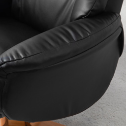 HOMCOM Rocking Recliner Chair with Footstool, PU Leather Recliner Armchair with Wood Base, Upholstered Reclining Chair for Living Room Bedroom, Black - thumbnail 9