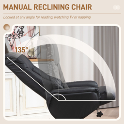 HOMCOM Rocking Recliner Chair with Footstool, PU Leather Recliner Armchair with Wood Base, Upholstered Reclining Chair for Living Room Bedroom, Black - thumbnail 4