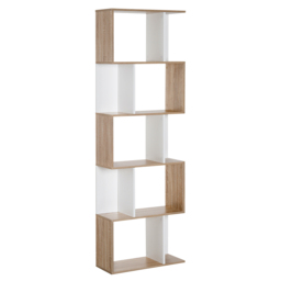 HOMCOM 5-tier Bookcase Storage Display Shelving S Shape design Unit Divider White - Aosom UK