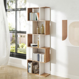 HOMCOM 5-tier Bookcase Storage Display Shelving S Shape design Unit Divider White - Aosom UK - thumbnail 2