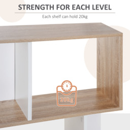 HOMCOM 5-tier Bookcase Storage Display Shelving S Shape design Unit Divider White - Aosom UK - thumbnail 6