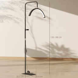 HOMCOM Half Moon Lash Light, Beauty Floor Lamp with 350° Rotatable Head, 7 Colour Temperature and Phone Holder, Dimmable Standing Lamp for Eyelash Extension, Tattoo, Nails, Skincare, Black - thumbnail 3