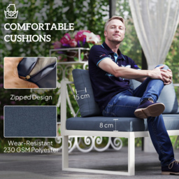 Outsunny 4-Piece Garden Corner Sofa Set with 5-Level Adjustable Lounger L Shaped Garden Furniture with 550g/㎡ Texteline Base - Grey - Aosom UK - thumbnail 7