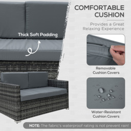 Outsunny 4 Pieces Wicker Steel Rattan Sofa Set Garden Chair Seat Furniture Patio Grey - Aosom UK - thumbnail 6