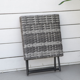 Outsunny Garden Small Folding Square Rattan Coffee Table Bistro Balcony Outdoor Wicker Weave Side Table 40H x 40L x 40Wcm Grey - Aosom UK - thumbnail 8