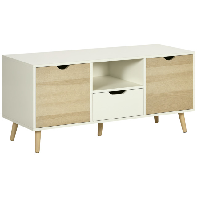HOMCOM TV Stand Cabinet for TVs up to 50 Inch, Entertainment Center with Storage Drawer for Living Room and Bedroom, Natural - Aosom UK - image 1