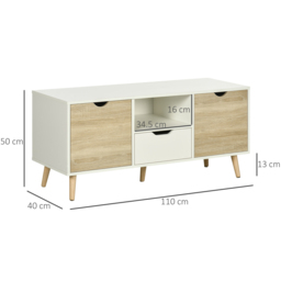 HOMCOM TV Stand Cabinet for TVs up to 50 Inch, Entertainment Center with Storage Drawer for Living Room and Bedroom, Natural - Aosom UK - thumbnail 3