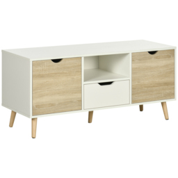 HOMCOM TV Stand Cabinet for TVs up to 50 Inch, Entertainment Center with Storage Drawer for Living Room and Bedroom, Natural - Aosom UK - thumbnail 1
