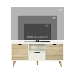 HOMCOM TV Stand Cabinet for TVs up to 50 Inch, Entertainment Center with Storage Drawer for Living Room and Bedroom, Natural - Aosom UK - thumbnail 6