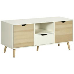 HOMCOM TV Stand Cabinet for TVs up to 50 Inch, Entertainment Center with Storage Drawer for Living Room and Bedroom, Natural - Aosom UK - thumbnail 1