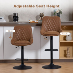 HOMCOM Set of Two Faux Leather Retro Bar Stools - Orange - thumbnail 4