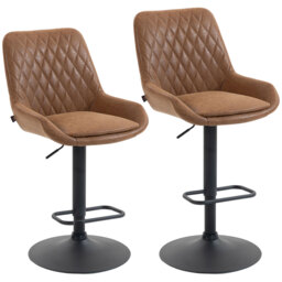 HOMCOM Set of Two Faux Leather Retro Bar Stools - Orange - thumbnail 1