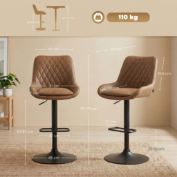 HOMCOM Set of Two Faux Leather Retro Bar Stools - Orange - thumbnail 3
