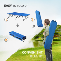 Outsunny Folding Double Camping Cot, Lightweight Outdoor Patio Sunbed with Carry Bag, Blue - thumbnail 5