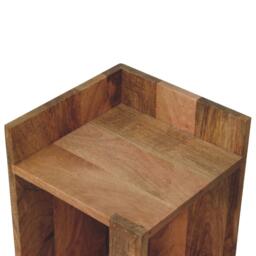 Solid Mango Wood Bedside Table with Open Box Storage and Shelf, Handcrafted Desk with Clear Natural Finish, 28L x 28W x 50H cm, Brown - Aosom UK - thumbnail 5
