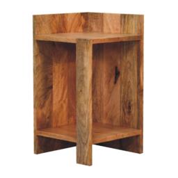 Solid Mango Wood Bedside Table with Open Box Storage and Shelf, Handcrafted Desk with Clear Natural Finish, 28L x 28W x 50H cm, Brown - Aosom UK - thumbnail 7