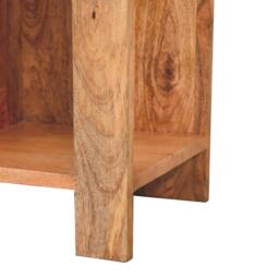 Solid Mango Wood Bedside Table with Open Box Storage and Shelf, Handcrafted Desk with Clear Natural Finish, 28L x 28W x 50H cm, Brown - Aosom UK - thumbnail 6