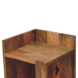 Solid Mango Wood Bedside Table with Open Box Storage and Shelf, Handcrafted Desk with Clear Natural Finish, 28L x 28W x 50H cm, Brown - Aosom UK - thumbnail 4