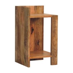 Solid Mango Wood Bedside Table with Open Box Storage and Shelf, Handcrafted Desk with Clear Natural Finish, 28L x 28W x 50H cm, Brown - Aosom UK - thumbnail 8
