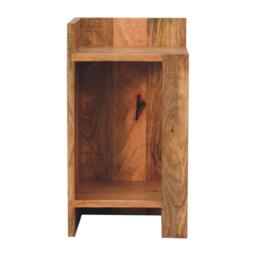 Solid Mango Wood Bedside Table with Open Box Storage and Shelf, Handcrafted Desk with Clear Natural Finish, 28L x 28W x 50H cm, Brown - Aosom UK - thumbnail 2