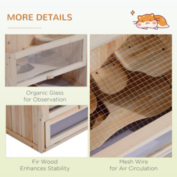 PawHut Wooden Hamster Cage Small Animal House Pets at Home, 60 x 35 x 42 cm - Aosom UK - thumbnail 6