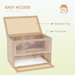 PawHut Wooden Hamster Cage Small Animal House Pets at Home, 60 x 35 x 42 cm - Aosom UK - thumbnail 5