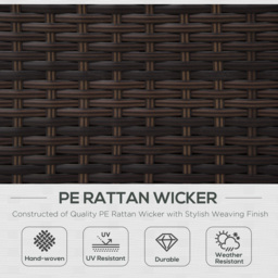Outsunny Rattan Single Sofa Armchair, All-Weather Wicker Weave, Fire Resistant Cushion, 1 Seater, Garden, Brown - thumbnail 4
