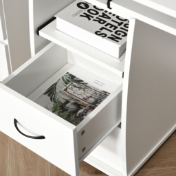 HOMCOM Office PC Desk, Computer Table Workstation with Keyboard Tray, CPU Shelf, Drawers, Sliding Scanner Shelf, White - Aosom UK - thumbnail 7