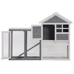 PawHut 2 Tier Wooden Guinea Pigs Hutches Guinea Pig Cage Rabbit Cage Pull Out Tray W/ Ramp 122 x 62.6 x 92 cm - Aosom UK - thumbnail 7